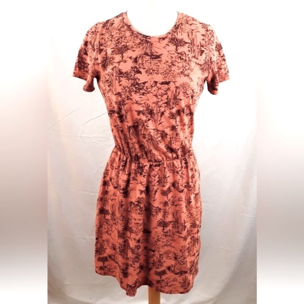 ๐ธ3/$25 Old Navy Slub-Knit Coral Cactus Print Relaxed Fit T-Shirt Dress, Size S - Picture 2 of 16